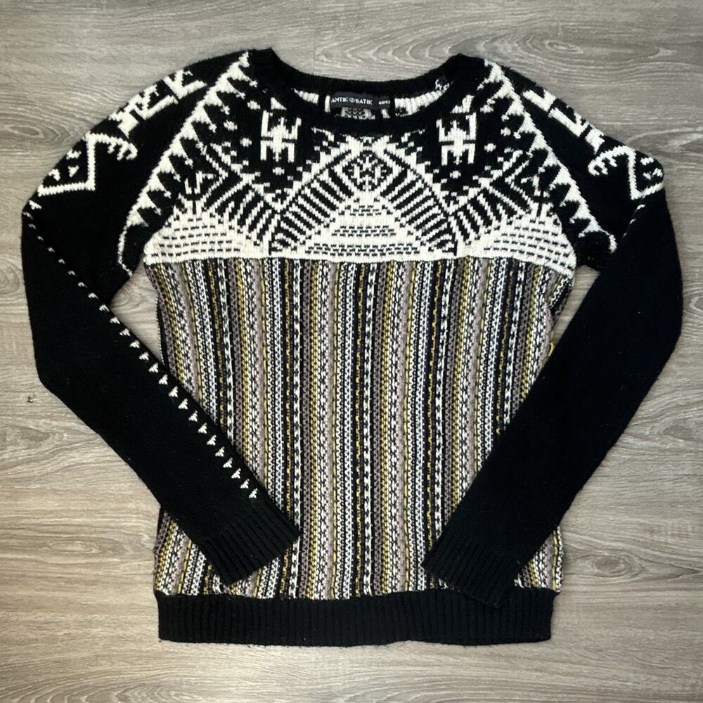 Antik Batik Paris Fair Isle Geometric Knit Sweater Wool Blend Size: FR 40/42